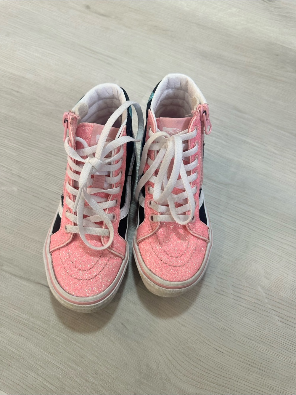 Vans Kids Pink Glitter High-Top Sneakers with Black Stripe